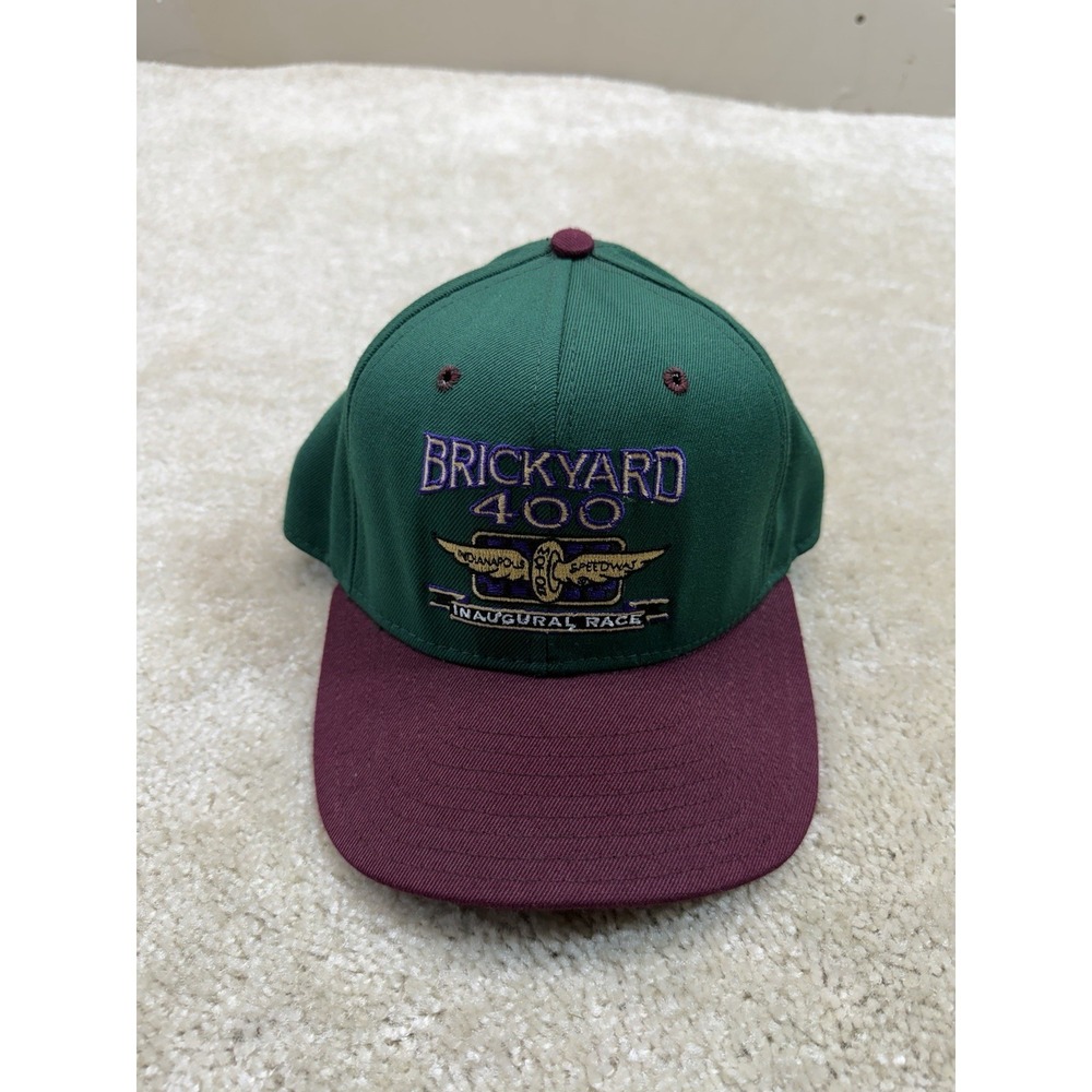 Vintage DeLong 1994 Brickyard 400 Unaugural Race Snapback Hat Cap Green Racing